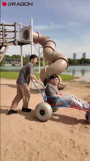 A wheelchair specifically designed for the beach—the beach wheelchair!