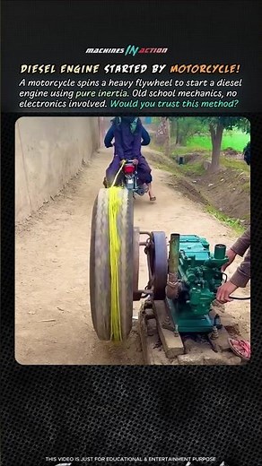Diesel Engine Started by Motorcycle! 🐎 #shorts