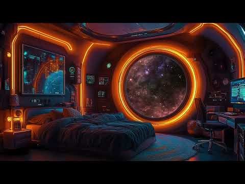 Retro Sci-Fi Slumber | Day-Glo Spaceship Bedroom Ambiance with Calming White Noise