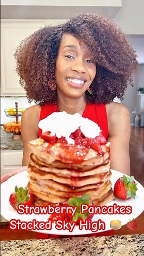 Loaded Strawberry Pancakes Stacked Sky High! 🥞🍓 | Quick & Easy Brunch Recipe