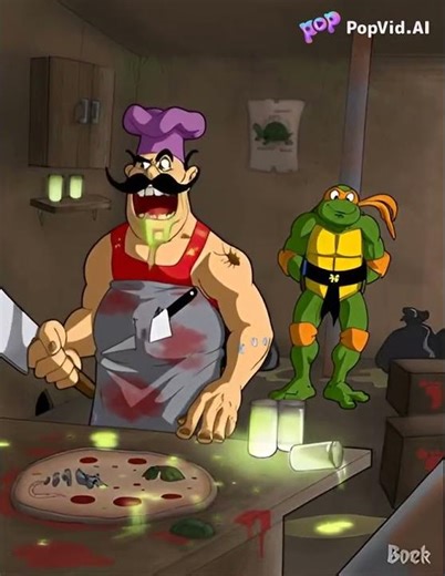 Teenage Mutant Ninja Turtles AI Pizza Face and Mikey TMNT Fan Art