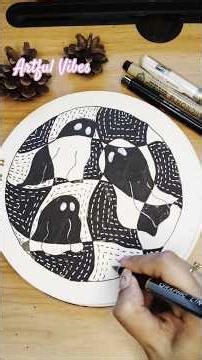 Easy Halloween ghost patterns 👻#halloween2025 #artshorts #ytshorts #halloweenart #viralart #trending