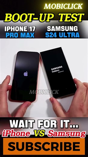 iPHONE 17 PRO MAX VS SAMSUNG S24 ULTRA BOOT UP TEST!#shorts #viralvideo #memes #freefire #smartphone