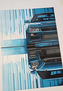 Past meets present. Shout out to CarSplash.ART for the stunning work of #GTR art 🎨​ Tag #NissanFanArtFriday to your art for the chance to be featured!​ #Nissan #NissanSkyline #NissanGTR #CarArt | Nissan