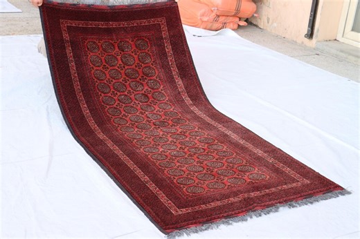 4x7 Ft Vintage Afghan Rug, Hand-knotted Wool Rug, Vintage Turkmen Tribal Rug, Geometric Rug, Dining Table Rug, Living Room Bedroom Kitchen - Etsy