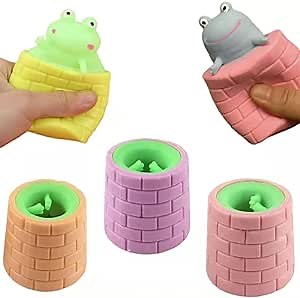 Fidget Toys Squishy Toys Stress Toy for Adults Stress Anxiety Relief Frog Cup Squeeze Toys for Kids Decompression Sensory Squishes Toy Stress Reliever Small Surprise Color Random Squish Gifts 3 PCS