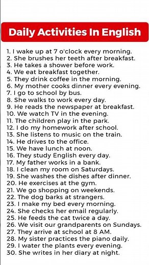 Daily Activities In English | Simple Present Tense