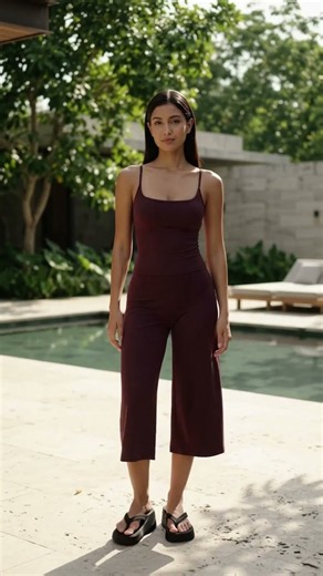 ABOCIW Workout Set Try On 🤎 Velvet Mocha Spaghetti Strap Tank + Wide Leg Capri Pants | Yoga Pilates