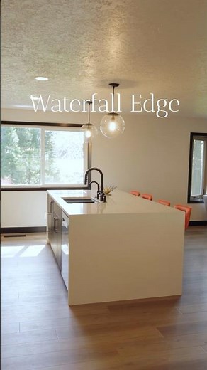 How to make a waterfall edge work in your kitchen! #kitchen #waterfall #countertops #kitchenisland