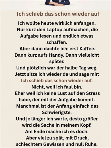 „Ich schieb das schon wieder auf“ 😅 A very common German phrase for those moments when you keep delaying something instead of finally starting. Real-life German, natural context, everyday feeling.#B12 #fraulena #deutschimalltag #germanshort #learnGerman #deutschlernen #aufschieben #prokrastination