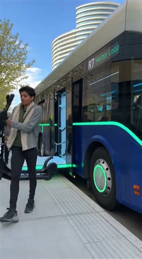 Futuristic Bus with Magical Extendable Platform