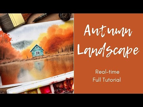 Vibrant Autumn Landscape - Step-by-Step Watercolor Tutorial - Beginner Friendly