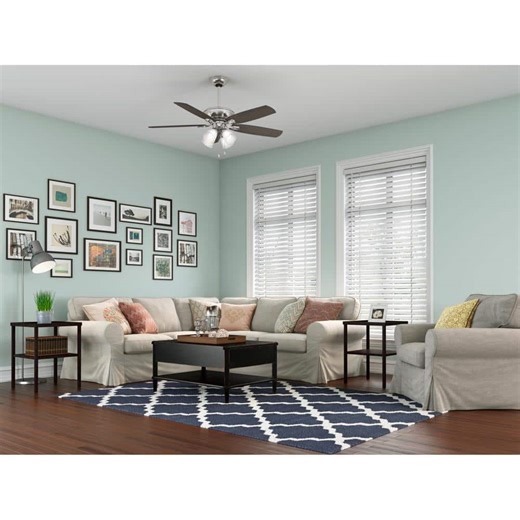 Check The Home Depot's Q&A Before Buying: Hunter Amberlin 52 in. Indoor Brushed Nickel LED Ceiling Fan with Light Kit