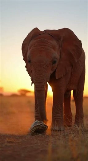 Baby Elephant Rescues Flipped Tortoise ❤️ #wildlife #animals #shorts