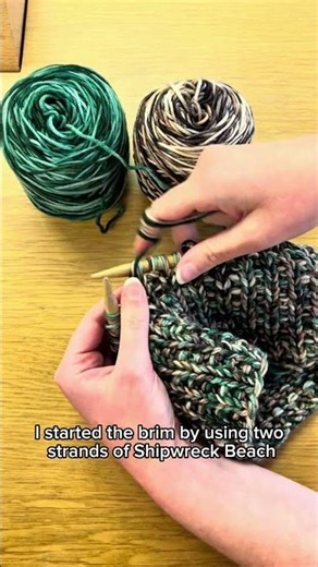 Combining brown and green hand dyed yarn