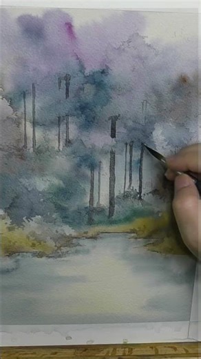 Light Through a Tree Stand in Watercolor #archespapers #watercolorpainting