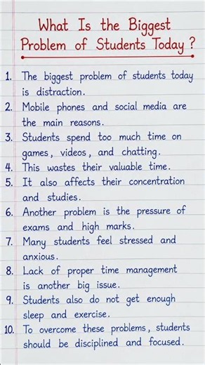 What Is the Biggest Problem of Students Today? | 10 Lines English Essay