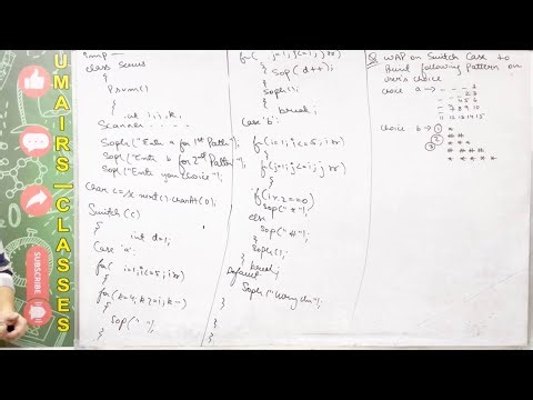 Patterns program on switch case how to do characters choice in switch case ICSE class 10 computer