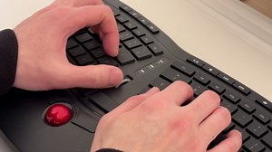 X9 Performance Ergonomic Wireless Keyboard with Trackball - Rechargeable, Backlit, Built in Mouse Buttons - 2.4G Split Keyboard Wireless for Windows PC and Chrome - All in One Typing Solution