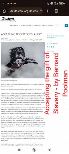 https://desteni.org/desteni-material/blog/accepting-gift-slavery Within this Blog Bernard Poolman tells his story in the beginning of how he received many gifts and also how he managed to integrate them and live them practically. He has a message for YOU. #LIFE #slavery #gifts #slave #whitelight #frequency #vibrations #beliefs #consciousness #mind