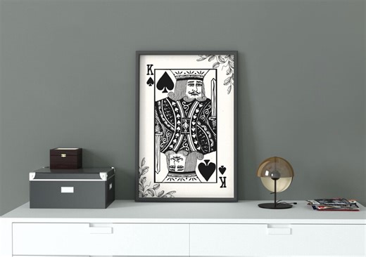 King of Hearts Card Digital Printable Wall Art, Frame Not Included - Etsy