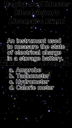 An instrument used to measure the state of electrical charge in a storage battery. Philippine Electrical Code #PEC | Philippine Electrical Code