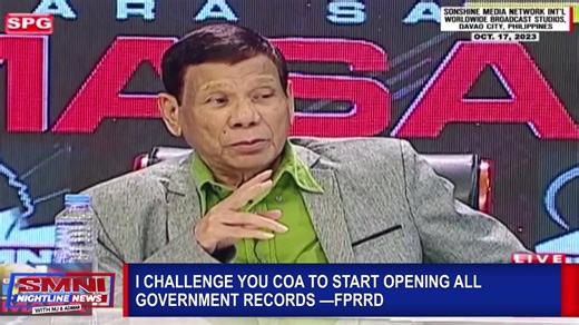 I challenge you COA to start opening all government records —FPRRD | Nightline News | Facebook