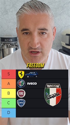 Ranking Italian car brands 🇮🇹🚗 Some cars you buy with your heart, not your brain. Others are practical, unstoppable, or just symbols of freedom. This is my honest top-tier ranking! Passion over logic, style over numbers, and a few surprises along the way 😅 From iconic legends to everyday heroes, this is how Italians really see their cars. Do you agree with my ranking? Which Italian brand deserves top tier in your opinion? Explore my authentic recipes here: https://www.vincenzosplate.com | Vi