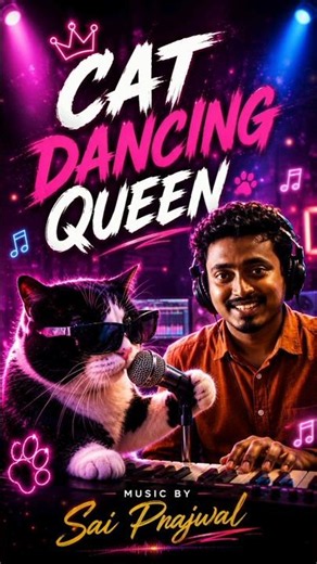 Cat Dancing queen Song 😆😅🤭 #music #funnyvideo #song