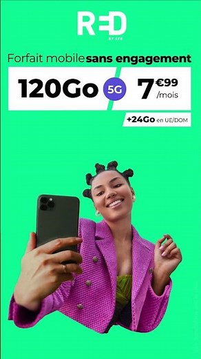 RED by SFR - Forfait Mobile sans engagement 120Go 5G à 7,99euros par mois