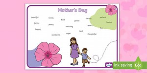 Mother's Day Adjectives Word Mat