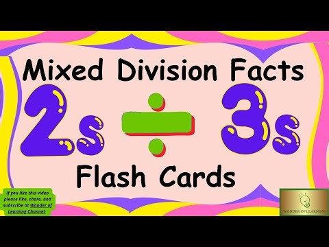 2s and 3s Mixed Division Facts Flash Cards for Kids, 2nd and 3rd Grades, Math.