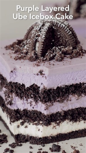 보라빛 레이어 우베 아이스박스 케이크💜 Purple Layered Ube Icebox Cake #Shorts