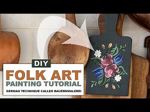 How to paint easy folk art tutorial | German technique called Bauernmalerei