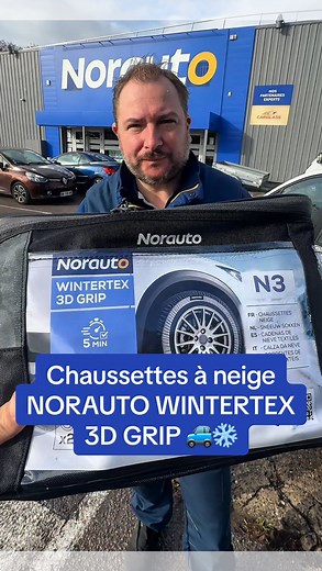 🥶 Vague de froid en approche ? Équipe ta voiture pour l’hiver ! ❄️ Les chaussettes à neige NORAUTO WINTERTEX 3D GRIP offrent une adhérence maximale sur neige et verglas, parfaites pour rouler en sécurité dès que la route devient glissante. 💪 Installation ultra simple, tenue renforcée, compatibles avec de nombreux véhicules non-chaînables et surtout conforme Loi Montagne 🏔️ Idéales pour les trajets en montagne, les départs au ski ou simplement affronter les températures négatives ! #voiture #e
