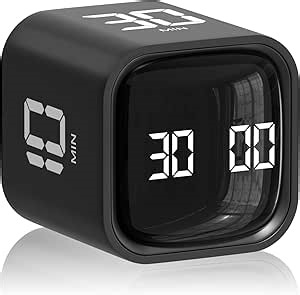 Cube Pomodoro Timer, Desk Productivity Timer 5/10/30/60 Minutes & Custom Countdown, Adjustable & Silent Visual Timer, ADHD Tool Flip Rotating Portable Multi Timers for Study Task Work Kitchen School
