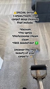 ⚠️SPECIAL OFFER⚠️ 5 areas/rooms $199 carpet deep cleaning that include:*Vacuum*Pre-spray *Professional steam clean*FREE deodorizer ❇️ANY 5 areas include: Stairs, hallway, living, dining, loft etc. 🏡Uncover the true beauty of your carpets! ✨ | Qualitycarpetcare