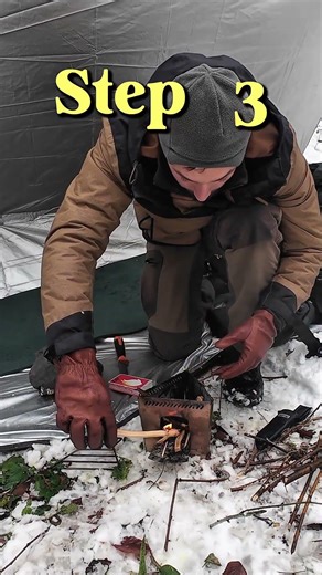 Master the art of the winter campfire.🔥 Here’s how to get a fire going even in the snow. #campfire
