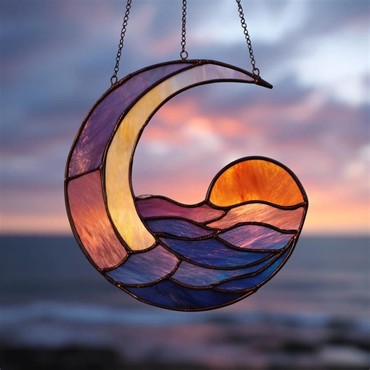 Stained Glass Moon Sunshine Template , Suncatcher Pattern , DIY Ornament (digital Download) - Etsy