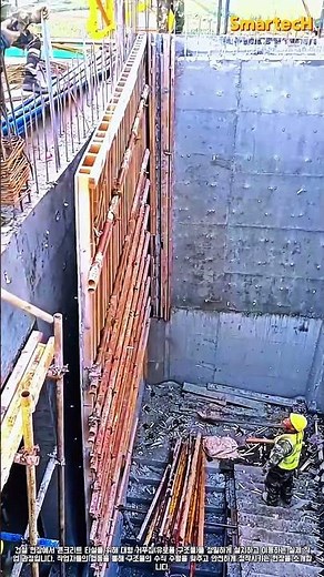 건설 현장 대형 거푸집 수직 설치 과정 #worker #process #construction #formwork #building