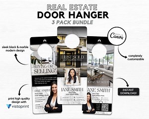Real Estate Door Hanger Bundle, Modern Realtor Marketing (canva Template) - Etsy