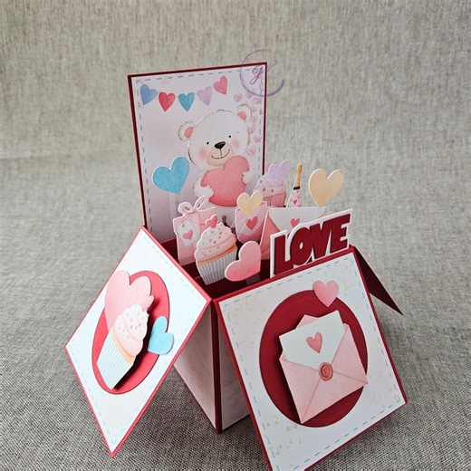 Handmade Pop up Valentine Box Card, Personalized Message Valentine's Day Card - Etsy