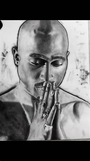 Charcoal drawing of Tupac -self taught artist #rap #hiphop #tupac #art #charcoal #drawing