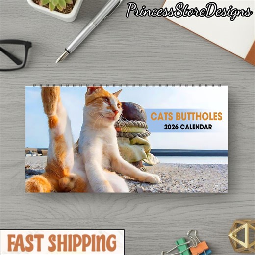Funny Cat Butt Calendar 2026, Gag Gift for Cat Lovers, Office Gift, Yankee Exchange Secret Santa - Etsy