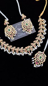 1.1K views | Premium 24KT gold plated Pakistani cutwork hyderabadi Jewelry real ruby and emerald stones | Uzmah | Facebook