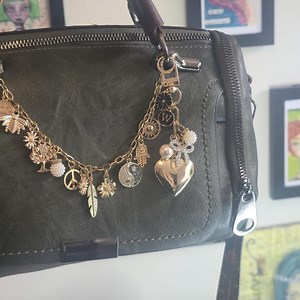 Glam Bag Charm Chain With Heart Locket Keychain, Coquette Purse Accessory - Etsy