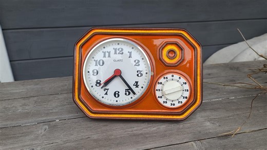 70s Kienzle Ceramic Wall Clock Space Age Vintage German Atomic Mid Century Modern Kitchen Wall Clock Timer Ceramic Wall Clock - Etsy