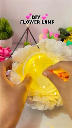 Diy tissue flower lamp | Asthetic decor | #lamp #diycrafts #easy #asthetic #shorts
