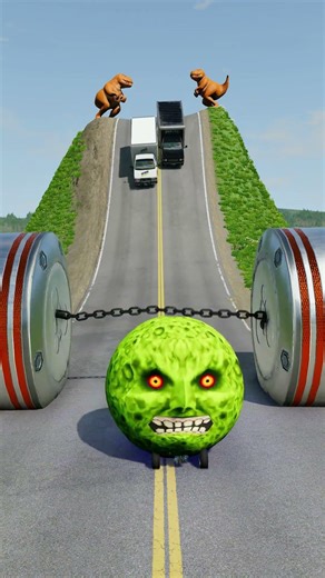 Cars & Cargo Vans vs Chained Hydraulic Crush - BeamNG.Drive