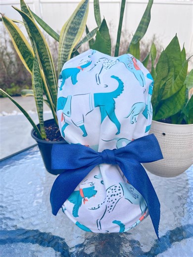 Nautical Dogs Scrub Cap for Women With Ribbon Tie Back, Sailor Dog Print Surgical Hat for Vets and Nurses, Cute Medical Hair Cover - Etsy
